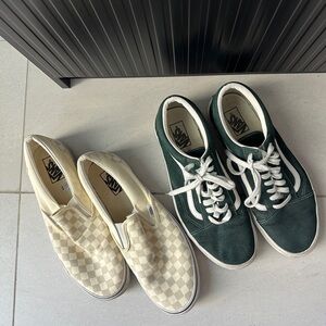 Vans Men's Green and Cream Shoes